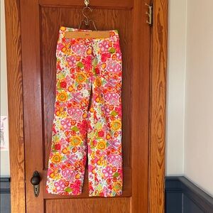 Vintage Lilly Pulitzer Vibrant Floral Pants - Pink, Orange, Yellow